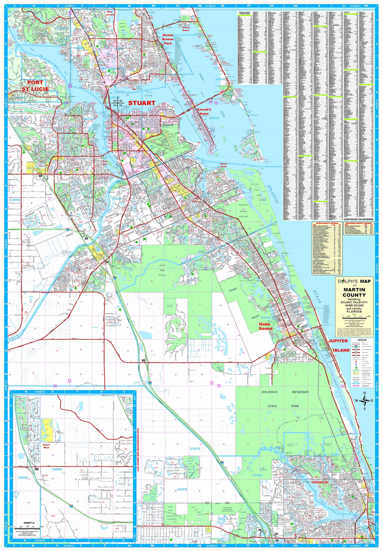 Detailed Stuart Martin Chamber printed street map